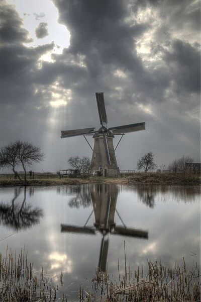 Traditional windmill in Kinderdijk, Netherlands