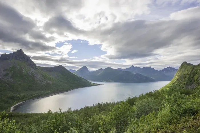 Framed Print : Traelvika Fjord, Senja Island, Husoey, Troms, Norway Framed Print : Traelvika Fjord, Senja Island, Husoey, Troms, Norway