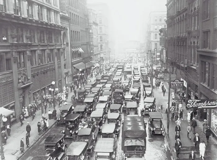 Framed Print : Traffic Jam in City Street
