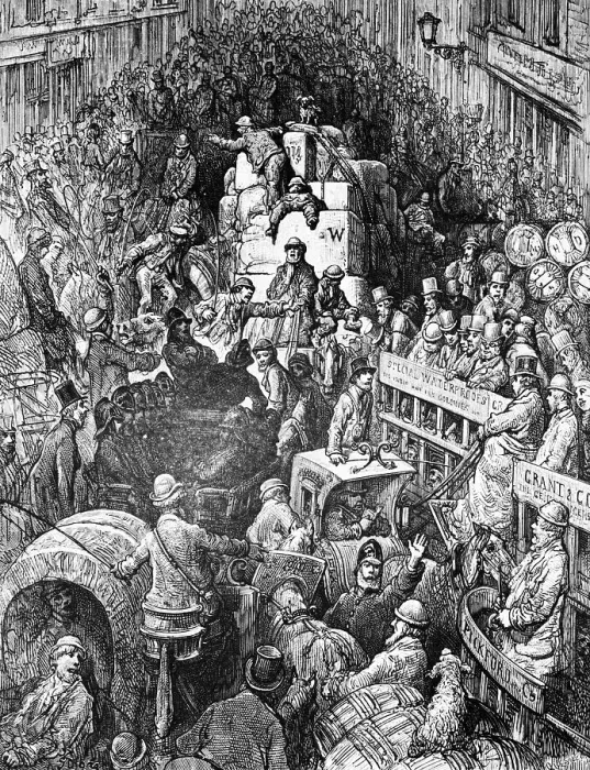 Framed Print : Traffic Jam in London by Gustav Dore Framed Print : Traffic Jam in London by Gustav Dore