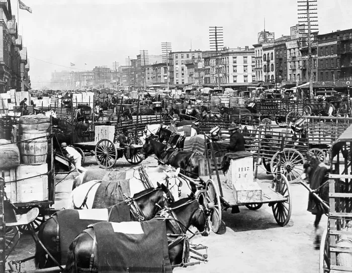 Framed Print : Traffic Jam On Lower Broadway Ca 1895 Framed Print : Traffic Jam On Lower Broadway Ca 1895