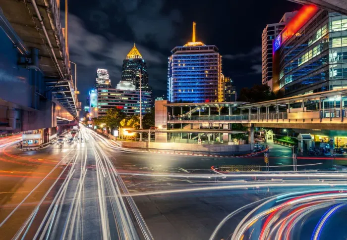 Framed Print : Traffic in silom bangkok Framed Print : Traffic in silom bangkok