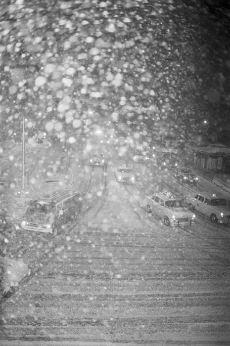 Framed Print : Traffic Slowly Moving Through Snow Framed Print : Traffic Slowly Moving Through Snow