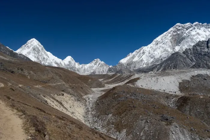 Framed Print : Trail between Dzongla village and Lobuche village, Everest region Framed Print : Trail between Dzongla village and Lobuche village, Everest region