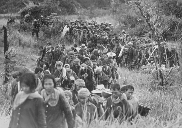 Framed Print : Trail of Khmer Rouge Supporters Framed Print : Trail of Khmer Rouge Supporters