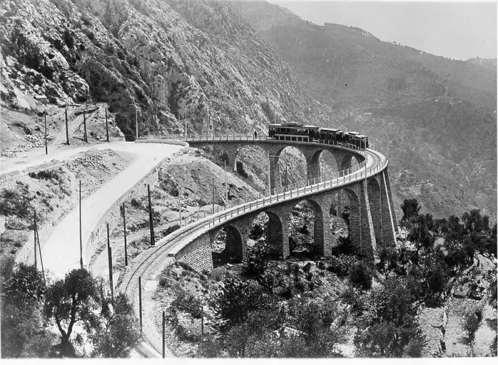 Framed Print : Train In The French Maritime Alps Between Menton And Sospel