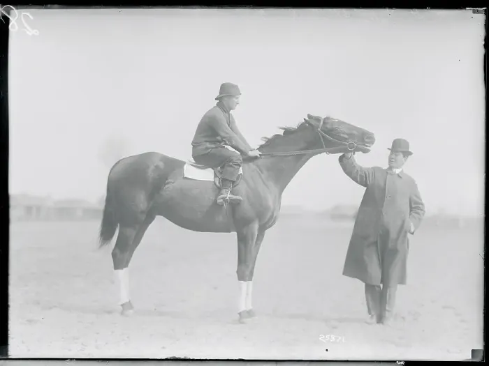 Framed Print : Trainer with Jockey and Horse Framed Print : Trainer with Jockey and Horse