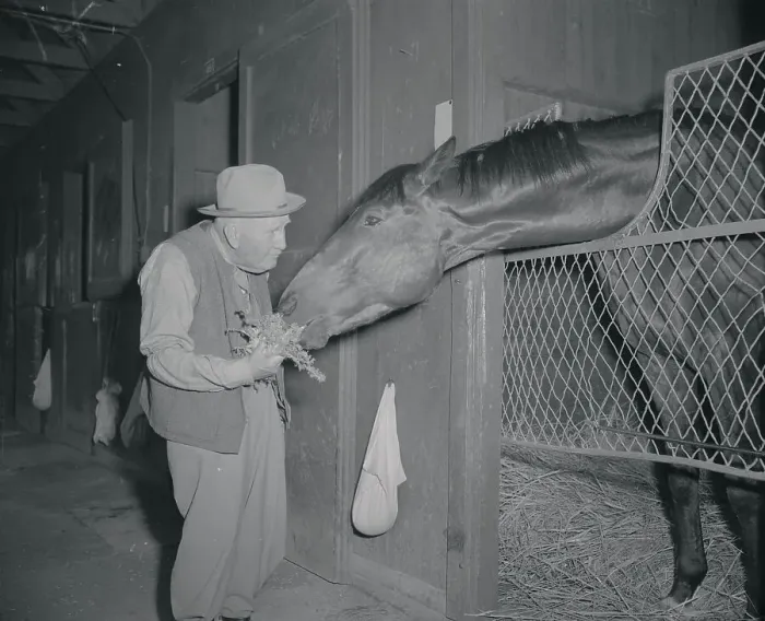 Framed Print : Yum!. Trainer Sunny Jim Fitzsimmons, 80-year-old dean of the horse-conditioners Framed Print : Yum!. Trainer Sunny Jim Fitzsimmons, 80-year-old dean of the horse-conditioners