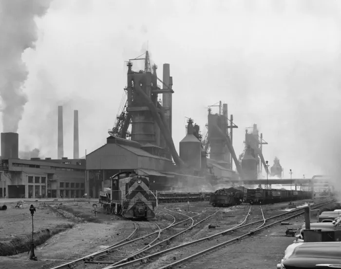 Framed Print : Trains and furnaces
