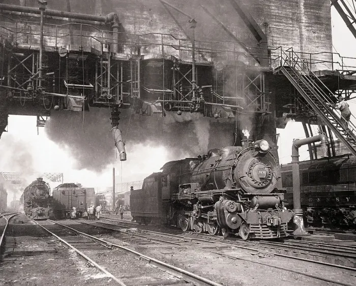 Framed Print : Trains at Railroad Roundhouse Framed Print : Trains at Railroad Roundhouse
