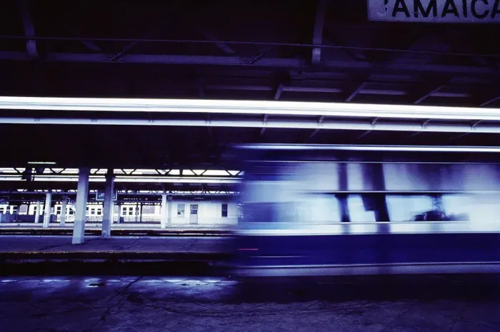 Framed Print : Trains Speeds Through Jamaica Station in 1960's NYC Framed Print : Trains Speeds Through Jamaica Station in 1960's NYC