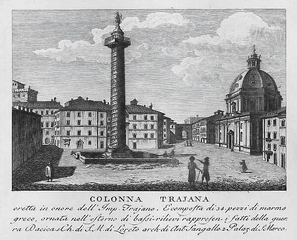 Trajan's Column, Colonna Traiana, Columna Traiana, a column of honour erected in 112-113 AD for the Roman Emperor Trajan (98-117 AD) on his forum in Rome, Italy