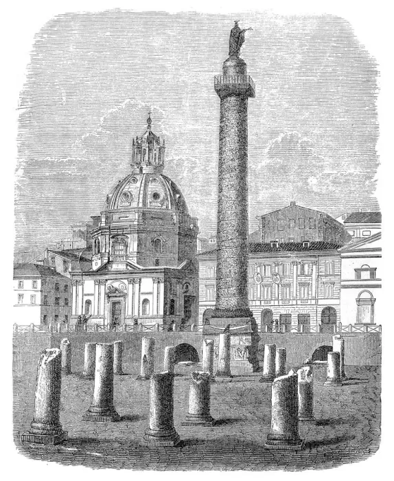 Framed Print : Trajans Column in Rome, Italy