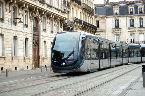Tram in Bordeaux, France.. The trams are the systems newest transportation