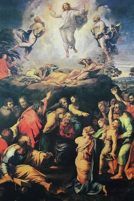 Framed Print : The Transfiguration of Christ, by Raffaello Sanzio da Urbino, also Raffael da Urbino, Raffaello Santi, Raffaello Sanzio, Raphael, Italian painter, Italy, digitally restored reproduction of a work of art (public domain) from c. 1500 Framed Print : The Transfiguration of Christ, by Raffaello Sanzio da Urbino, also Raffael da Urbino, Raffaello Santi, Raffaello Sanzio, Raphael, Italian painter, Italy, digitally restored reproduction of a work of art (public domain) from c. 1500