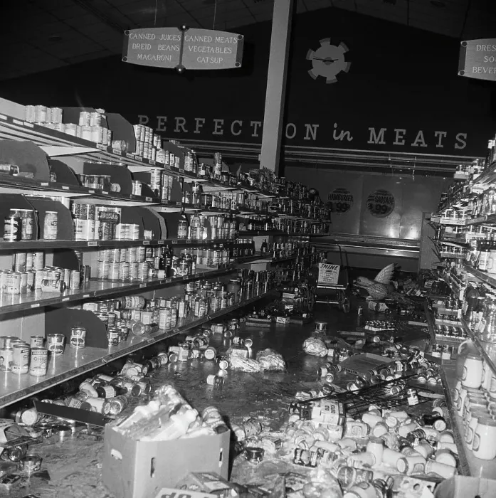 Framed Print : Trashed Supermarket After Riot Framed Print : Trashed Supermarket After Riot