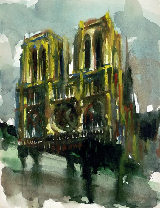 Framed Print : Travel sketch of the Cathedral at Notre Dame Framed Print : Travel sketch of the Cathedral at Notre Dame