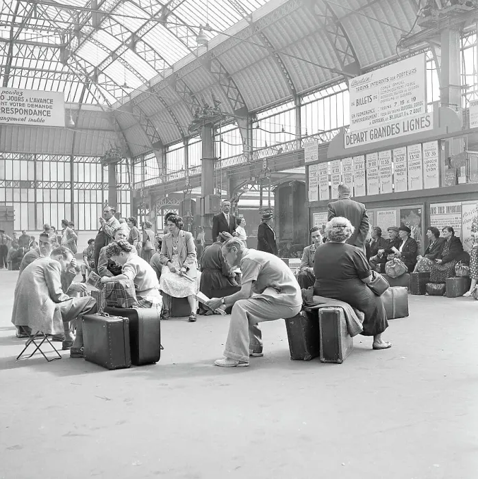 Framed Print : Travellers Waiting at Paris Train Station During Railroad Strike Framed Print : Travellers Waiting at Paris Train Station During Railroad Strike