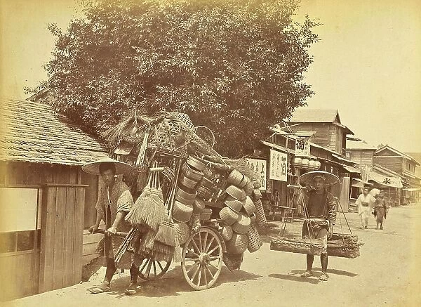 Travelling salesman for baskets and wickerwork, c. 1870, Japan, Historic, digitally restored reproduction from an original of the period