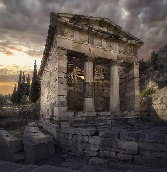 The treasure of the Athenians at Delphi oracle archeological site