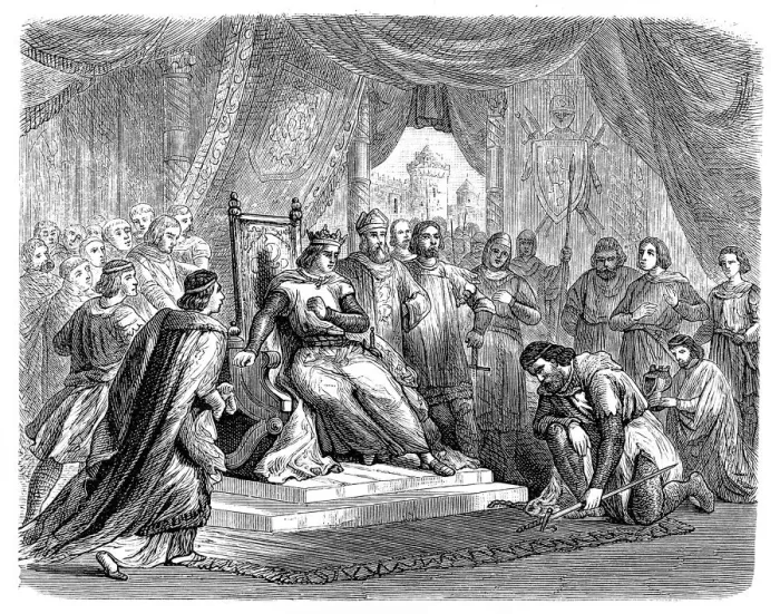 Framed Print : Treaty of Chester 1157 - Malcolm IV of Scotland submits to Henry II