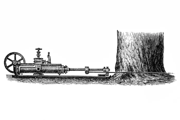 Framed Print : Tree cutting steam machine Framed Print : Tree cutting steam machine