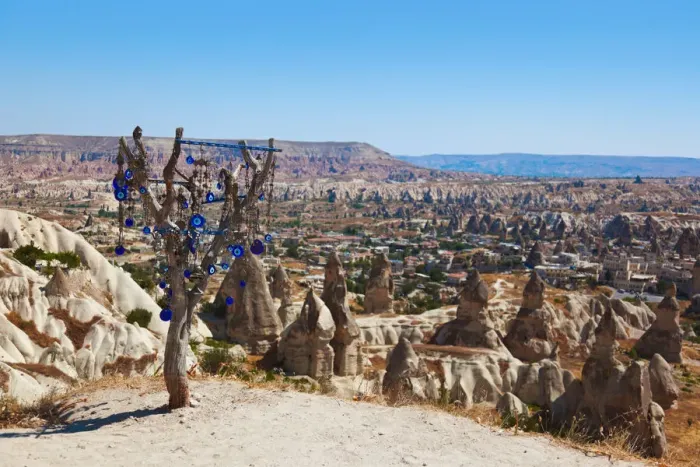 Framed Print : Tree and evil eye amulet in Cappadocia Turkey
