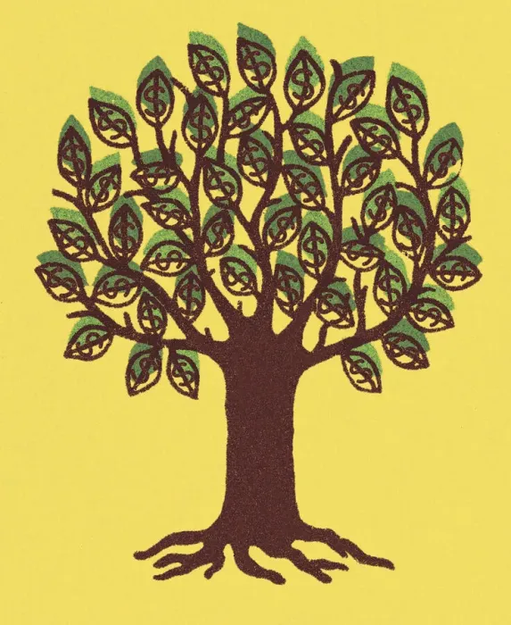 Framed Print : Tree with Yellow Background Framed Print : Tree with Yellow Background