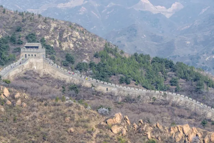 Framed Print : Trees and mountains at the Great Wall of China