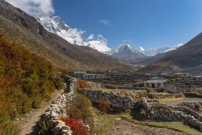 Framed Print : Trekking trail at Dingboche village, Everest region Framed Print : Trekking trail at Dingboche village, Everest region