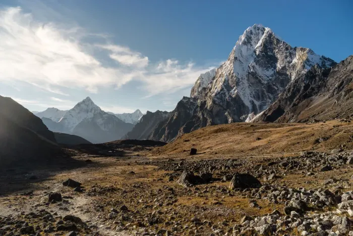 Framed Print : Trekking trail from Dzongla village to Chola pass, Everest region Framed Print : Trekking trail from Dzongla village to Chola pass, Everest region