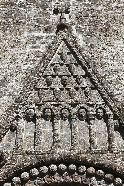 Triangular pediment on a portal, Cathedral of St. Brendan, Cathedral of Clonfert, County Galway, Connacht province, Republic of Ireland, Europe