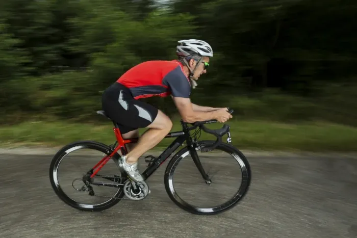 Framed Print : Triathlete, 45 years, cycling, Kaiserstrassle road, Baden-Wurttemberg, Germany