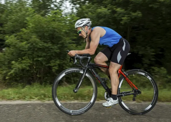 Framed Print : Triathlete, 45 years, cycling, Kaiserstrassle road, Baden-Wurttemberg, Germany