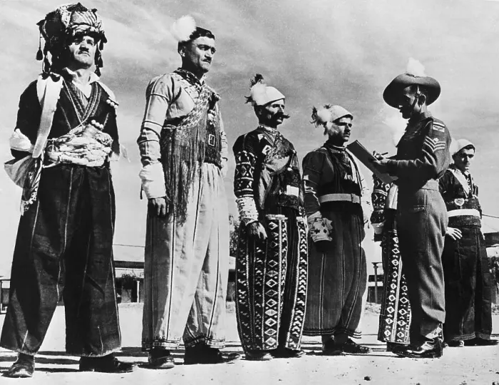 Framed Print : Tribesmen Stand Before RAF Officer