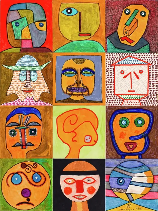 Framed Print : Tribute to Klee (Omaggio a Klee), by Mario De Biasi, from the Faces series, 1999, 20th Century, drawing Framed Print : Tribute to Klee (Omaggio a Klee), by Mario De Biasi, from the Faces series, 1999, 20th Century, drawing