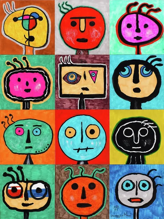 Framed Print : 'Tribute to Mir (Omaggio a Mir), by Mario De Biasi, from the 'Faces' series, 1999, 20th Century, drawing'
