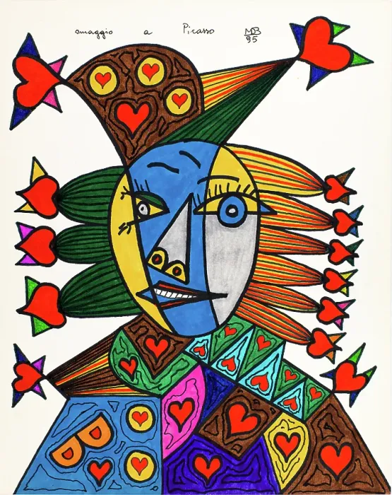 Framed Print : Tribute to Picasso (Omaggio a Picasso), Mario De Biasi, 1995, 20th Century, drawing Framed Print : Tribute to Picasso (Omaggio a Picasso), Mario De Biasi, 1995, 20th Century, drawing