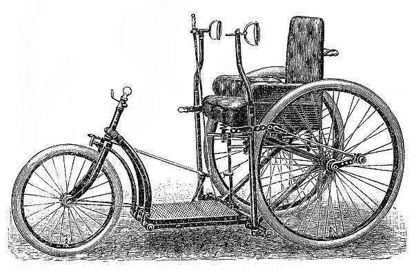 Tricycle. Antique illustration of a tricycle