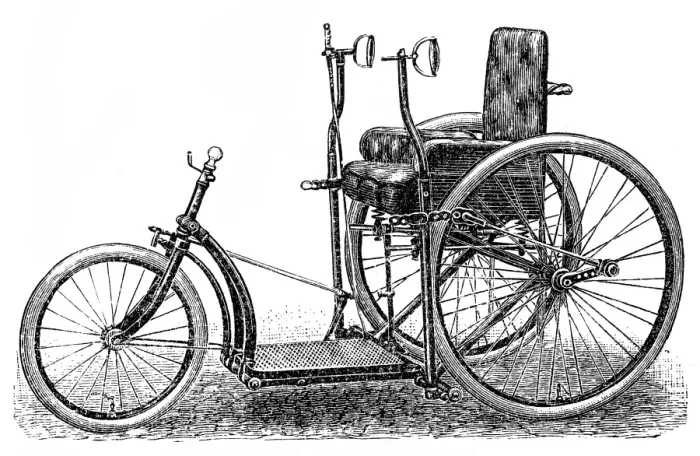 Framed Print : Tricycle. Antique illustration of a tricycle Framed Print : Tricycle. Antique illustration of a tricycle