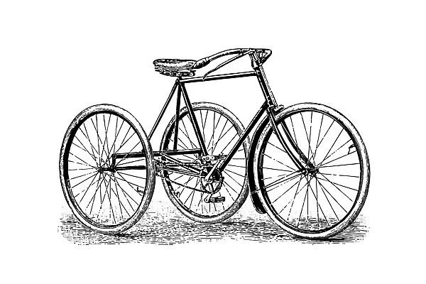 Tricycle. Antique illustration engraving of tricycle isolated on white