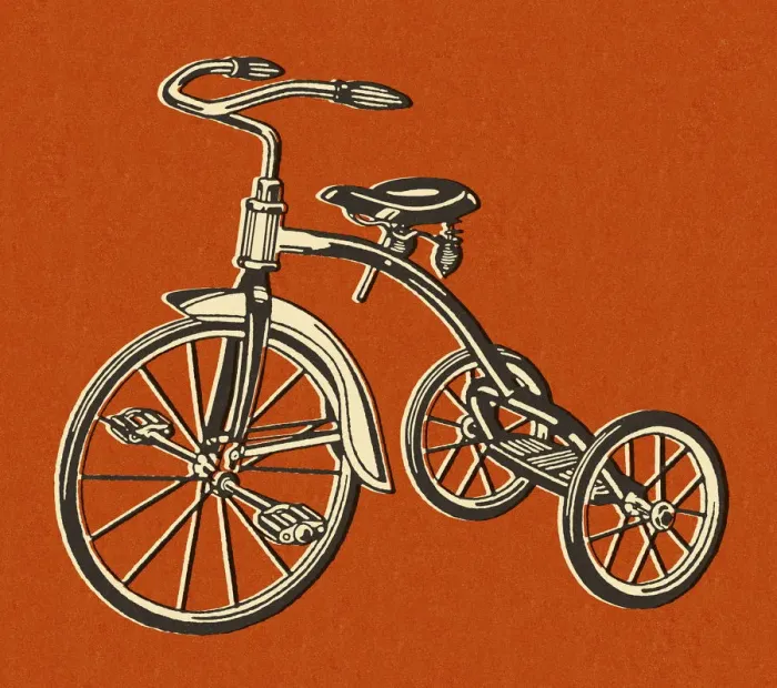Framed Print : Tricycle on Red Background Framed Print : Tricycle on Red Background