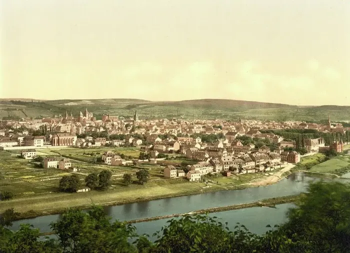 Framed Print : Trier an der Moselle, Rhineland-Palatinate, Germany, Historic, digitally restored reproduction of a photochromic print from the 1890s Framed Print : Trier an der Moselle, Rhineland-Palatinate, Germany, Historic, digitally restored reproduction of a photochromic print from the 1890s