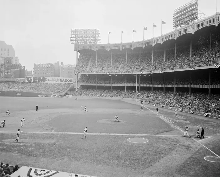 Framed Print : Triple Play During 1957 World Series Framed Print : Triple Play During 1957 World Series
