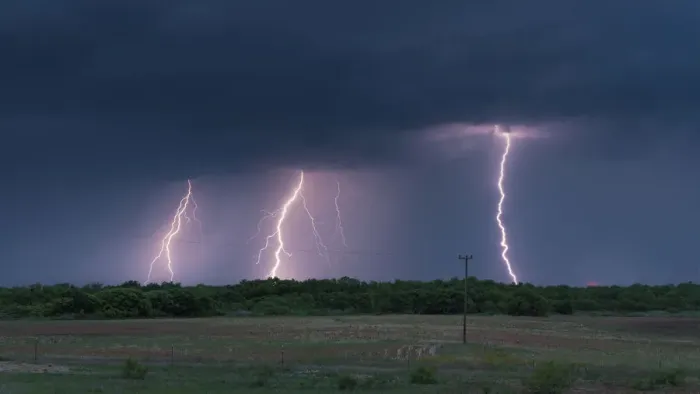 Framed Print : Tripple lightning in Northwestern Texas. USA Framed Print : Tripple lightning in Northwestern Texas. USA