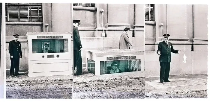 Framed Print : Triptych of Curbside Bank Teller Service Framed Print : Triptych of Curbside Bank Teller Service