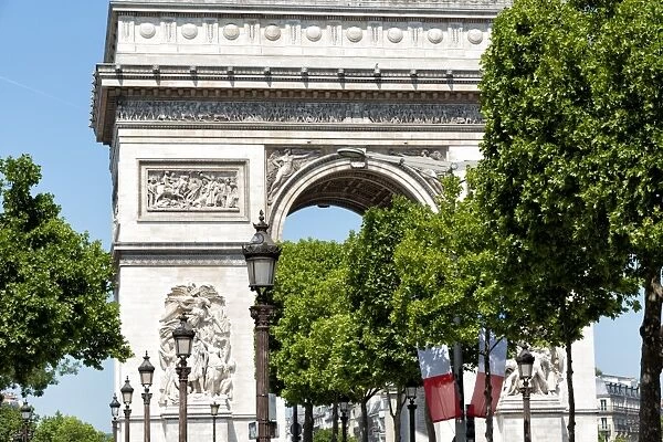 Triumph Arc and french flag, Paris, France