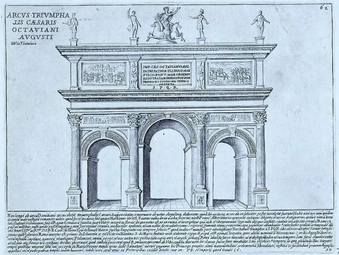 Framed Print : Triumphal arch of Augustus. There may have been two triumphal arches of Augustus. This is known from their depictions on coins, historical Rome, Italy, 1625, Rome, digital reproduction of an 18th century original, original date not known Framed Print : Triumphal arch of Augustus. There may have been two triumphal arches of Augustus. This is known from their depictions on coins, historical Rome, Italy, 1625, Rome, digital reproduction of an 18th century original, original date not known