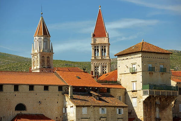 Trogir Harbour front with medieval buildings, Trogir, Croatia