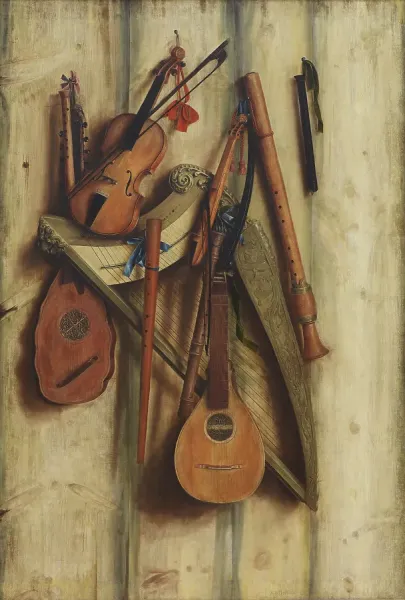 Trompe l'oeil with Musical Instruments Print, 1672. Art Prints